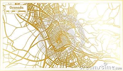 Granada Spain City Map in Retro Style in Golden Color. Outline Map Stock Photo