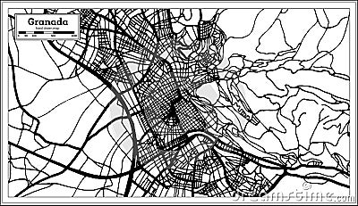 Granada Spain City Map in Retro Style. Outline Map. Stock Photo