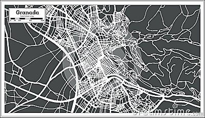 Granada Spain City Map in Retro Style. Outline Map. Stock Photo