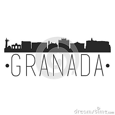 Granada Spain. City Skyline. Silhouette City. Design Vector. Famous Monuments. Vector Illustration