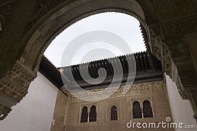 Beautiful islamic antique architecture patterns style on arc and facade Stock Photo