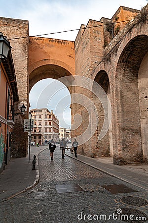 Puerta de Elvira arch gate in Granada, Spain Editorial Stock Photo