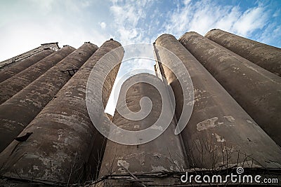 The granary of an abandoned grain elevator Stock Photo