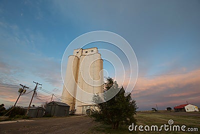Granary Against an Evening Sky in the Texas Panhandle Stock Photo