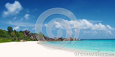 Grand anse beach la digue island seychelles Stock Photo