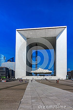 Grand Arch in business district La Defense, Paris, France. Editorial Stock Photo