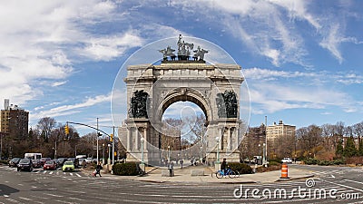 Grand Army Plaza next to Prospect Park in Brooklyn, New York City. Editorial Stock Photo