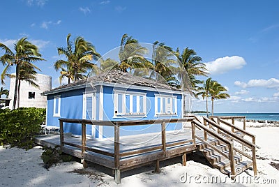 Grand Bahama Beach Wooden House Stock Photo