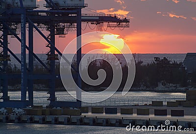 Grand Bahama Island Port Sunset Stock Photo