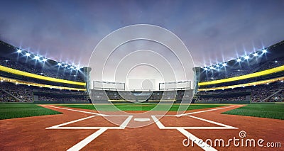 Grand baseball stadium field diamond daylight view Stock Photo