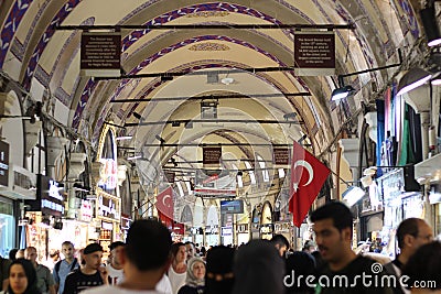 The interior of Grand Bazaar in Istanbul, Turkey Editorial Stock Photo