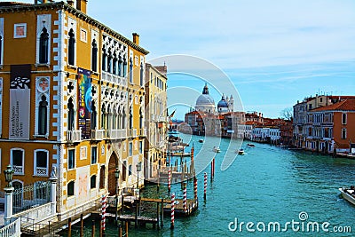 Grand Canal and Basilica of Saint Mary of Health, in Venice, Italy, Europe Editorial Stock Photo