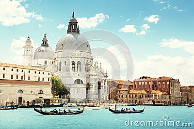 Grand Canal and Basilica Santa Maria della Salute, Venice Editorial Stock Photo