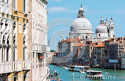 Grand Canal and Basilica Santa Maria della Salute in Venice Editorial Stock Photo