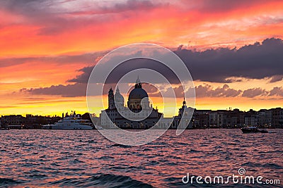 Basilica Santa Maria della salute at sunset, Venice Editorial Stock Photo