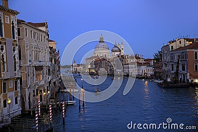 Grand canal cityscape in the evening in Venice, Italy, Stock Photo