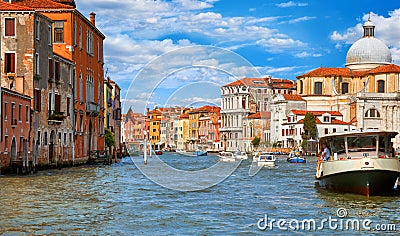 Grand canal panoramic view Venice Italy architecture. Stock Photo