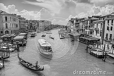 Grand Canal Venice, Black and white. Editorial Stock Photo