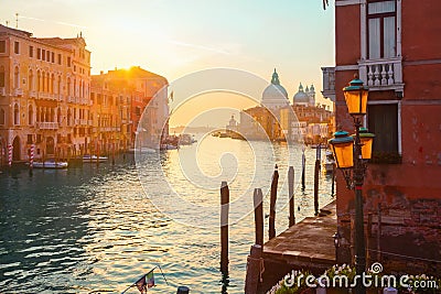 Grand Canal in Venice, Italy at dawn, San Simeon Piccolo Stock Photo