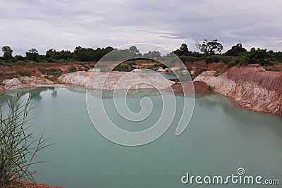 Grand Canyon, a beautiful green pond formed by nature with white rocks, minerals and sulfur, Unseen Thailand, Uttaradit. Stock Photo