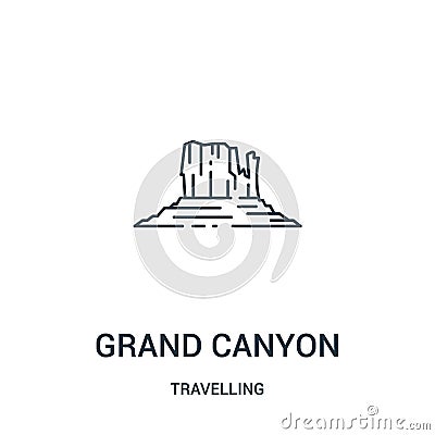 grand canyon icon vector from travelling collection. Thin line grand canyon outline icon vector illustration. Linear symbol Vector Illustration