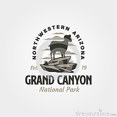 grand canyon national park logo with mountain goat symbol illustration design Vector Illustration