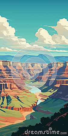 Grand Canyon National Park Poster: Patrick Brown-inspired Lofi Design Cartoon Illustration