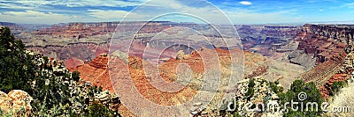 Landscape Panorama of Grand Canyon from Navajo Point, Grand Canyon National Park, Arizona Stock Photo