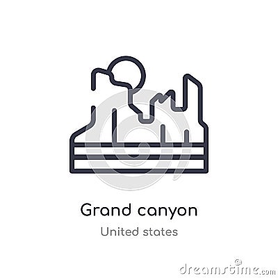 grand canyon outline icon. isolated line vector illustration from united states collection. editable thin stroke grand canyon icon Vector Illustration