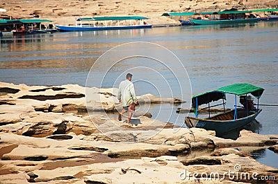 The Grand Canyon of Siam with Mekong river is name Sam Phan Bok (Three thousand holes) at Ubon Ratchathani Thailand Stock Photo