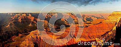 Grand Canyon Sunset Panorama Stock Photo