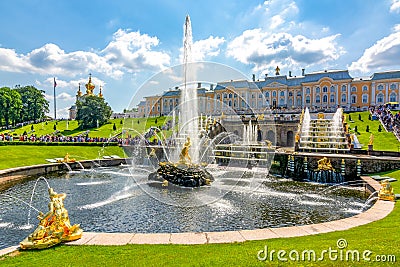 Grand Cascade of Peterhof Palace and Samson fountain, Saint Petersburg, Russia Editorial Stock Photo