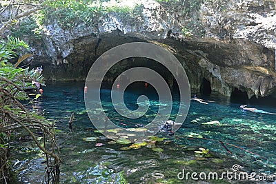 Grand cenote in Yucatan peninsula, Mexico. Stock Photo