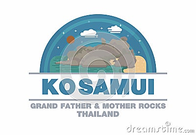 Grand father and mother rocks of Ko Samui,Thailand Logo symbol Vector Illustration