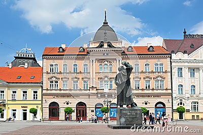 Grand Hotel Majer Vojvodjanska Banka on the central square in Novi Sad Serbia Editorial Stock Photo