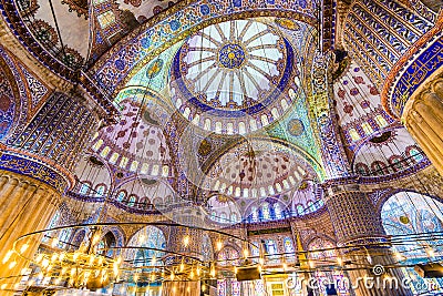 Grand interior of Blue mosque Editorial Stock Photo