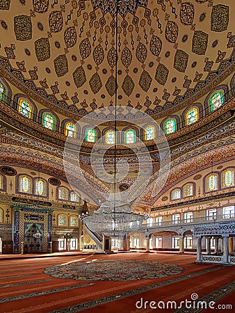 Fairly magnificent interior of a historical mosque in Istanbul, Turkey Editorial Stock Photo