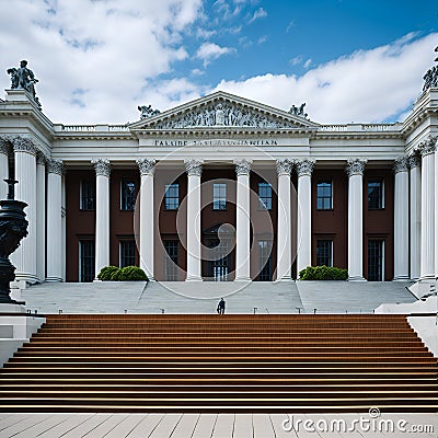 A grand neoclassical building with a majestic entrance Ai Generated Stock Photo