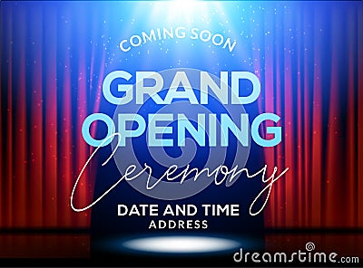 Grand Opening ceremony poster concept invitation. Grand opening event decoration party template Stock Photo