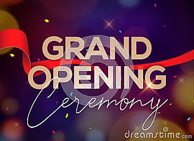 Grand Opening ceremony poster concept invitation. Grand opening event decoration party template Vector Illustration