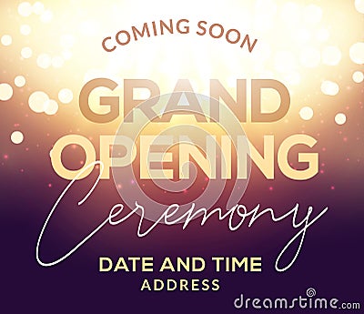 Grand Opening ceremony poster concept invitation. Grand opening event decoration party template Vector Illustration