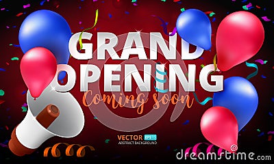 Grand Opening event invitation banner or poster design template Vector Illustration