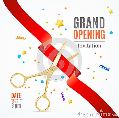 Grand Opening Invitation Card. Vector Vector Illustration