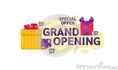 Grand opening label typography graphic design. Opening labels banners template. Vector Illustration