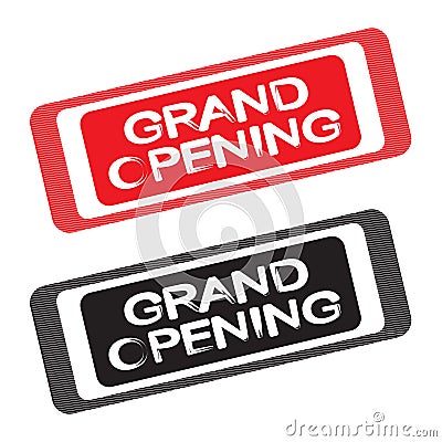 Grand opening label - white text on a red or black background Vector Illustration
