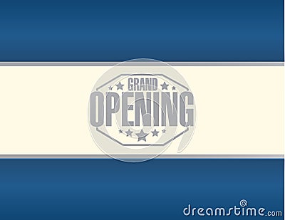 grand opening stamp sign blue background Stock Photo