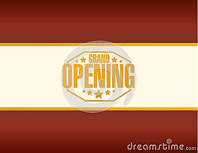 grand opening stamp sign red Cartoon Illustration