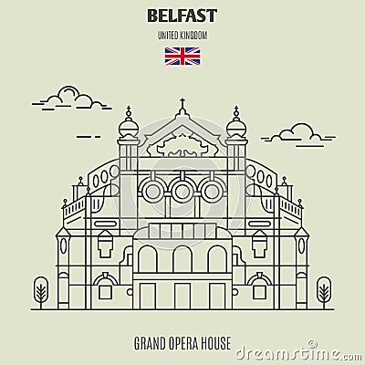 Grand Opera House in Belfast, UK. Landmark icon Vector Illustration
