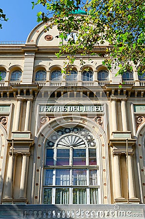 Grand Opera Theater Liceu on pedestrian street La Rambla, Barcelona, Spain Editorial Stock Photo