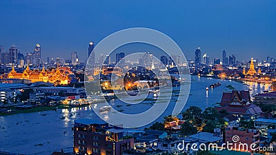 Grand palace at twilight in Bangkok, Thailand Stock Photo